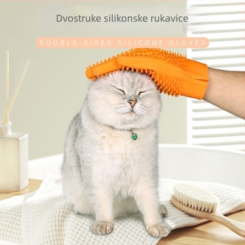 Silikonaste dvostrane rukavice za kupanje kućnih ljubimaca – čišćenje, uklanjanje dlaka i masiranje; Midali, paket 100 kom