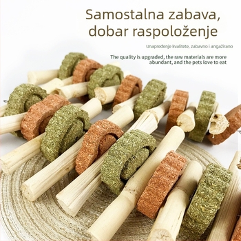 Suha hrana — žvačna igračka sa slatkim bambus štapićima za zečeve, činčile i glodavce (Tip: Suha hrana; Primjenjivo: Univerzalno; Marka: Carrot valley; Kategorija proizvoda: Hrana za kućne ljubimce)