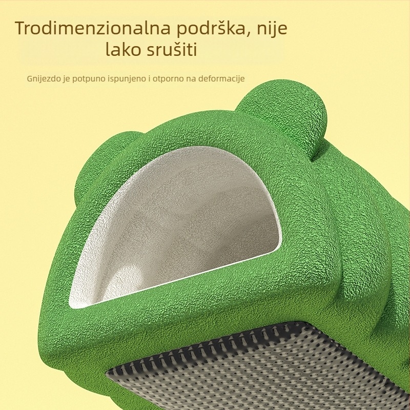 Hamsterovo toplo gnijezdo od PP pamuka, s flecom, debelo, ovalnog oblika, prenosno za unutarnju upotrebu, crtani stil