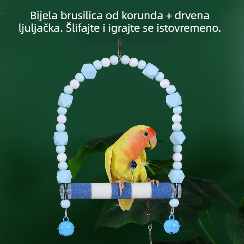 Skup igračaka i dodataka za papige – posebni ljuljački prsten za ptice, štapić za brusenje kandži, uzorak tigra, ljestve za kavez i igračka za žvakanje (Porijeklo: Shandong; Dob: Odrasli; Težina: 10; Kategorija: Kućni ljubimci)