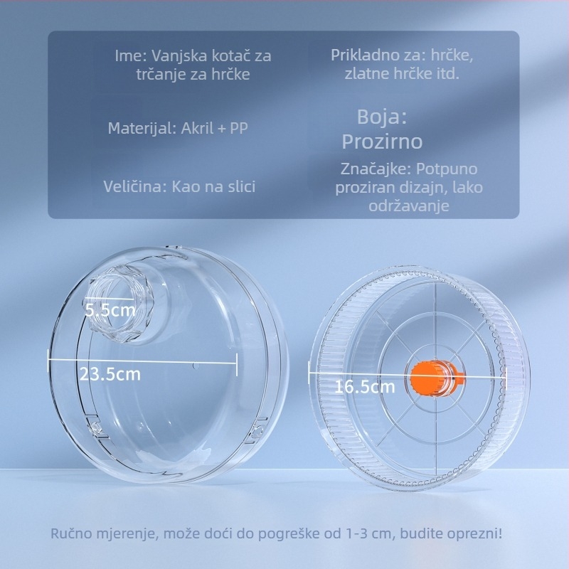 Kružni kotač za syrskog hrčka s vanjskom kutijom, tih, PP materijal
