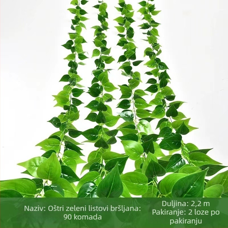Umjetna zelena: pothos, rattan i Turtle Back za zidnu dekoraciju; Materijal: plastika; Procesi: šabloniranje, reljefno oblikovanje, injekcijsko oblikovanje; Upotreba: vjenčanja, vanjski prostori, rekviziti za fotografiranje, kućna dekoracija