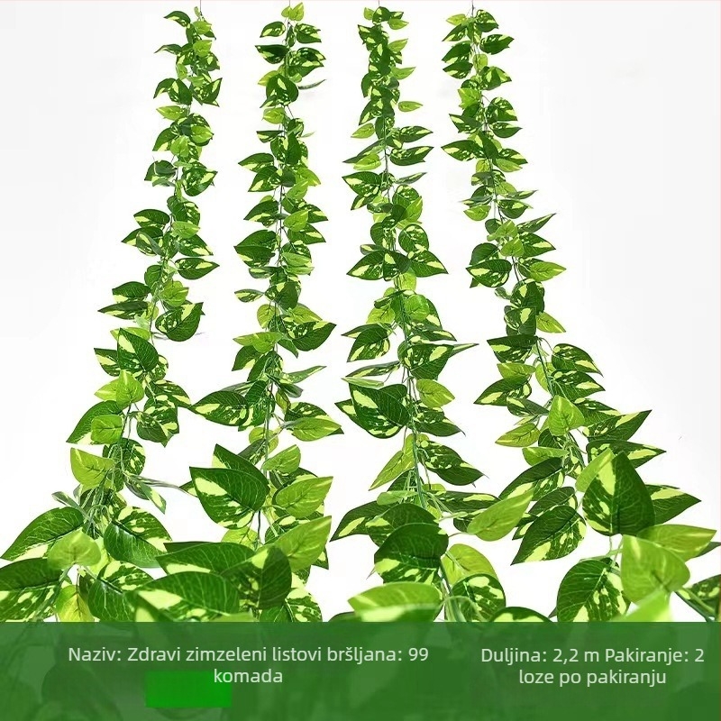 Umjetna zelena: pothos, rattan i Turtle Back za zidnu dekoraciju; Materijal: plastika; Procesi: šabloniranje, reljefno oblikovanje, injekcijsko oblikovanje; Upotreba: vjenčanja, vanjski prostori, rekviziti za fotografiranje, kućna dekoracija