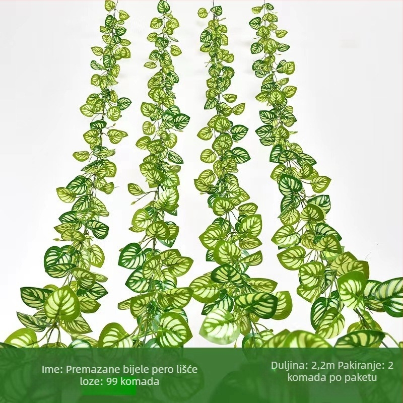 Umjetna zelena: pothos, rattan i Turtle Back za zidnu dekoraciju; Materijal: plastika; Procesi: šabloniranje, reljefno oblikovanje, injekcijsko oblikovanje; Upotreba: vjenčanja, vanjski prostori, rekviziti za fotografiranje, kućna dekoracija