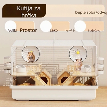 Metalni kavez za hamstere s dva nezavisna odjeljka, podijeljeni dizajn, marka Xingxingwen, pogodan za sve sezone.