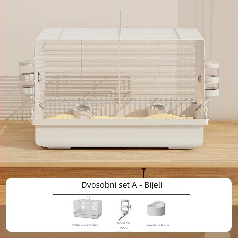 Metalni kavez za hamstere s dva nezavisna odjeljka, podijeljeni dizajn, marka Xingxingwen, pogodan za sve sezone.