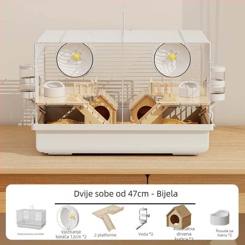 Metalni kavez za hamstere s dva nezavisna odjeljka, podijeljeni dizajn, marka Xingxingwen, pogodan za sve sezone.