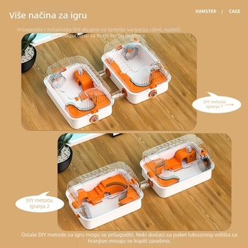 Set za kavezicu i igračke za hrčka — plastika, pravokutni oblik, ventiliran i lako se čisti, pogodan za unutarnju i vanjsku uporabu