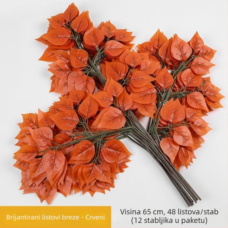 Izmišljeni grančice s listovima breze, svile cvijeće, injekcijsko oblikovanje, za vjenčanja, rekvizite za fotografiju i kućnu dekoraciju