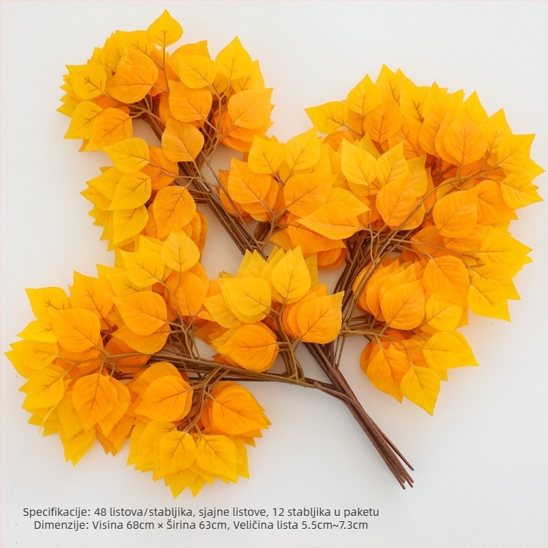 Izmišljeni grančice s listovima breze, svile cvijeće, injekcijsko oblikovanje, za vjenčanja, rekvizite za fotografiju i kućnu dekoraciju