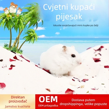 Pješčanik za kupanje hrčaka s cvjetnim laticama – uklanja miris, alat za čišćenje malih kućnih ljubimaca (Porijeklo: Shandong; Uvoz: Ne; Privatne robne marke: Da; Kategorija: Alati za njegu kućnih ljubimaca)