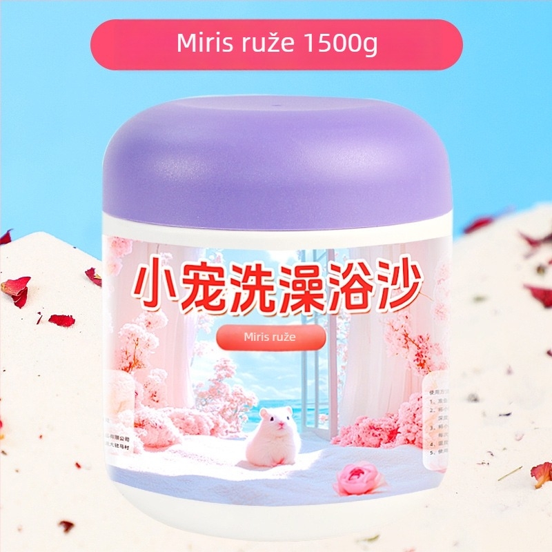 Pješčanik za kupanje hrčaka s cvjetnim laticama – uklanja miris, alat za čišćenje malih kućnih ljubimaca (Porijeklo: Shandong; Uvoz: Ne; Privatne robne marke: Da; Kategorija: Alati za njegu kućnih ljubimaca)