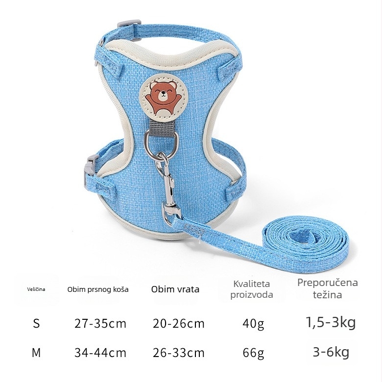 Harness u vest-stilu s vodilicom za mačke i pse male do srednje veličine, tekstilni materijal, otporan na bijeg