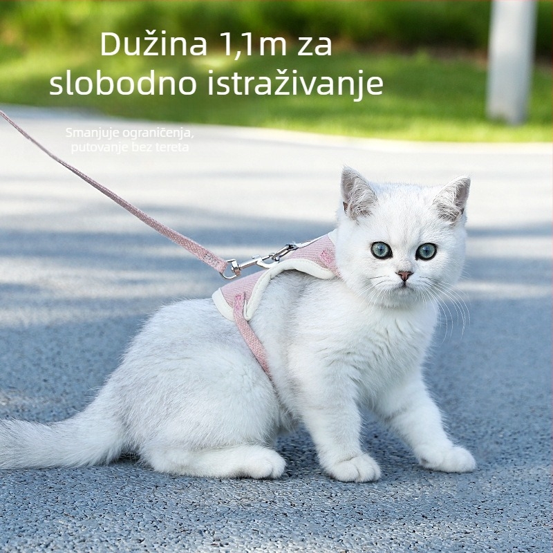 Harness u vest-stilu s vodilicom za mačke i pse male do srednje veličine, tekstilni materijal, otporan na bijeg