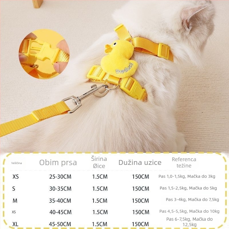 Mačji kaiš s podesivim najlonskim remenom – anti-izlazak za šetnju mačaka