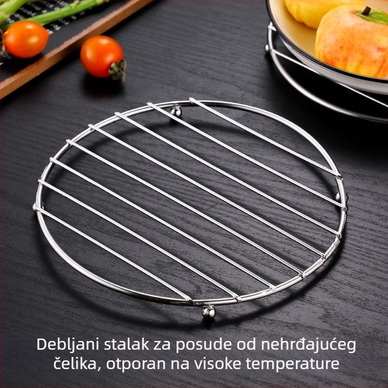Nehrđajući čelični držač za lonce i podložak za posuđe, kružnog ili kvadratnog oblika, moderni minimalistički stil