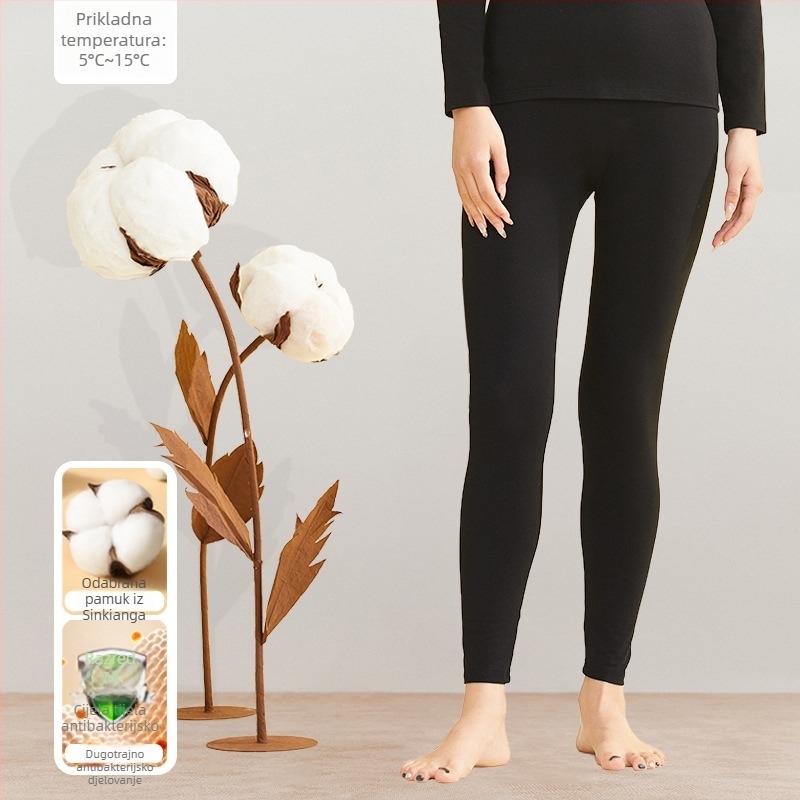 Ženski termalni komplet, 95% pamuk, antibakterijski, okrugli vrat, pulover