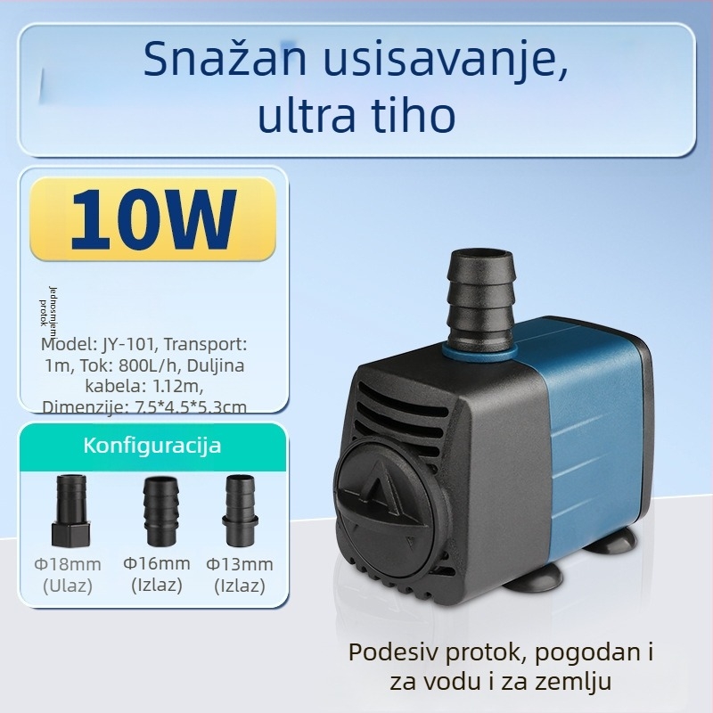 Podmorska pumpa za akvarij s bočnim usisom, cirkulacijom i filtracijom, amfibijski dizajn, izuzetno tiha