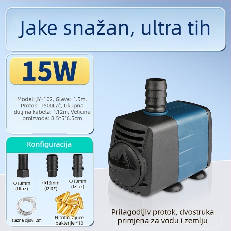 Podmorska pumpa za akvarij s bočnim usisom, cirkulacijom i filtracijom, amfibijski dizajn, izuzetno tiha