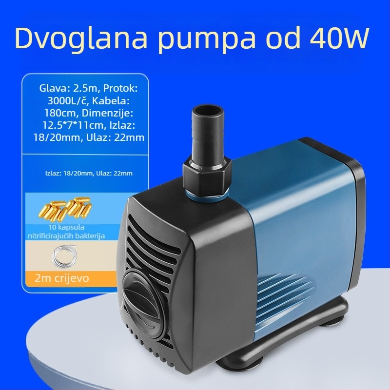 Podmorska pumpa za akvarij s bočnim usisom, cirkulacijom i filtracijom, amfibijski dizajn, izuzetno tiha