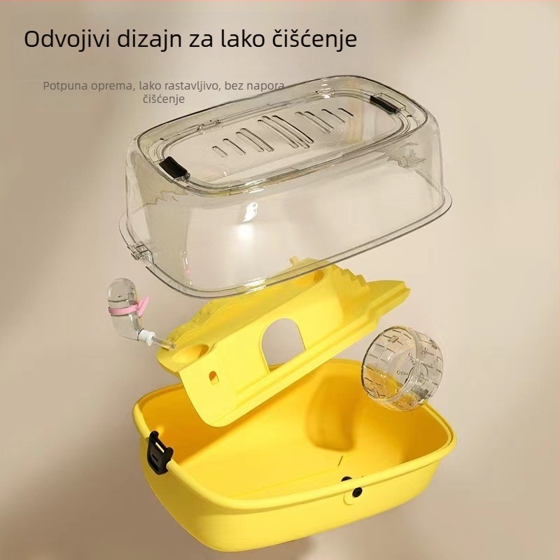 Kavez za hamstera, PP materijal, pravokutnog oblika, odvojivi dizajn, crtani stil