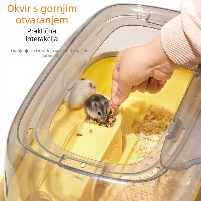 Kavez za hamstera, PP materijal, pravokutnog oblika, odvojivi dizajn, crtani stil