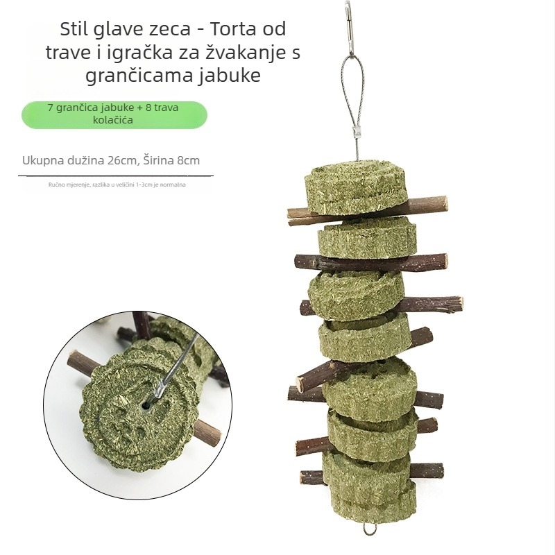 Suha hrana za zečeve i hrčke — žvaćkaste štapiće s Timothy travom i grančicama jabuke, Carrot Valley