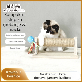 Drveni mačji grebalni stup s 18 mm višeslojnom borovom pločom, pogodan za velike mačke, otporan na ogrebotine konopnim užetom, siguran i netoksičan