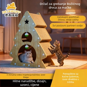 Božićno stablo za grebanje mačaka, igračka od valovitog kartona, otporna na habanje, ne ostavlja mrvice, pogodna za sve sezone