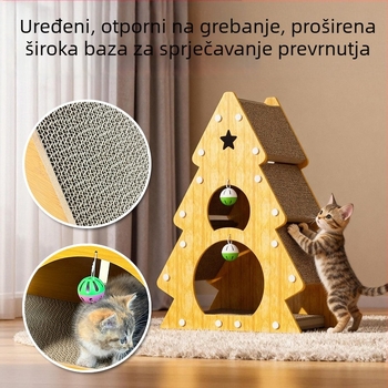 Božićno stablo za grebanje mačaka, igračka od valovitog kartona, otporna na habanje, ne ostavlja mrvice, pogodna za sve sezone