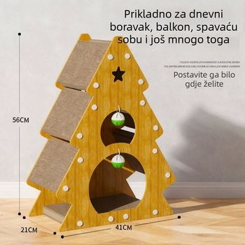 Božićno stablo za grebanje mačaka, igračka od valovitog kartona, otporna na habanje, ne ostavlja mrvice, pogodna za sve sezone