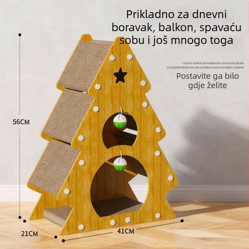 Božićno stablo za grebanje mačaka, igračka od valovitog kartona, otporna na habanje, ne ostavlja mrvice, pogodna za sve sezone
