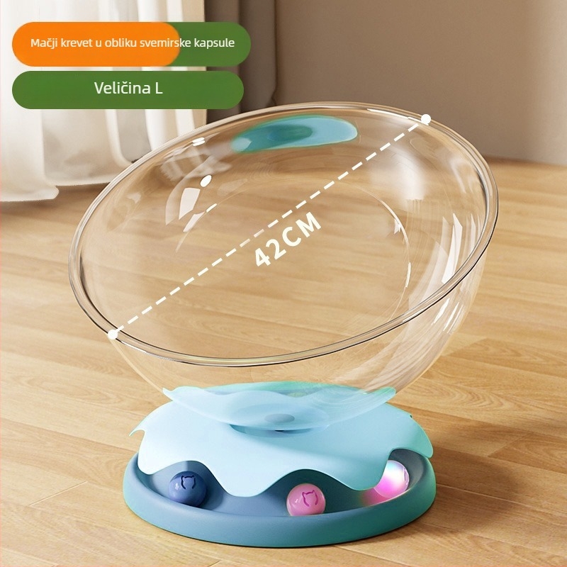 Kapsulno gnijezdo za mačke s rotirajućom podlogom, igračka za samostalnu zabavu mačaka, unutrašnja upotreba, sve-u-jednom za igru i spavanje — Materijali: ABS/PP/PET; Za mačke