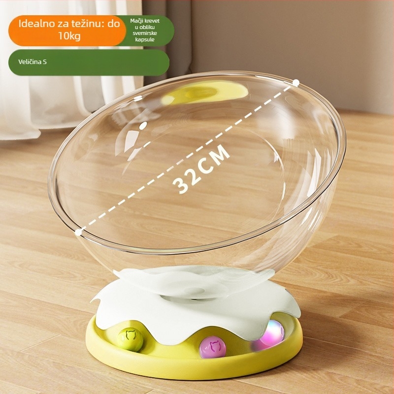 Kapsulno gnijezdo za mačke s rotirajućom podlogom, igračka za samostalnu zabavu mačaka, unutrašnja upotreba, sve-u-jednom za igru i spavanje — Materijali: ABS/PP/PET; Za mačke