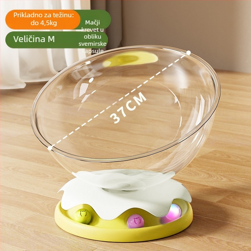 Kapsulno gnijezdo za mačke s rotirajućom podlogom, igračka za samostalnu zabavu mačaka, unutrašnja upotreba, sve-u-jednom za igru i spavanje — Materijali: ABS/PP/PET; Za mačke