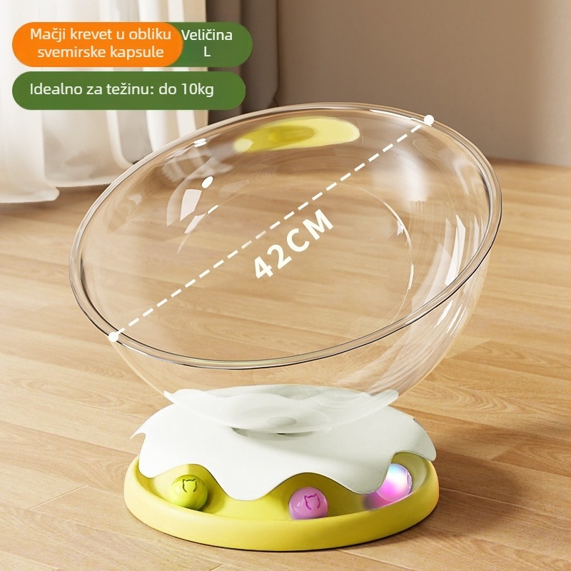 Kapsulno gnijezdo za mačke s rotirajućom podlogom, igračka za samostalnu zabavu mačaka, unutrašnja upotreba, sve-u-jednom za igru i spavanje — Materijali: ABS/PP/PET; Za mačke