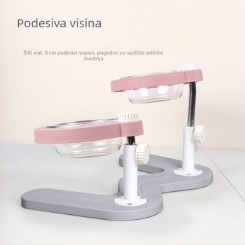 Dvostruka zdjela za hranjenje mačaka s podizanjem i naklonom otvora te zaštitom vrata — materijal ABS+metal+staklo, marka Midali, porijeklo Zhejiang