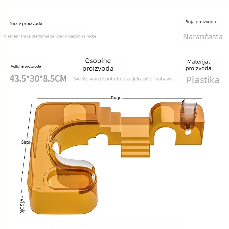 Hamsterovo stanište s panoramskim prozirnim gnijezdom, stazom i vilom; uključuje posudu za vodu i posudu za hranu — Plastika, Marka Silly Darling
