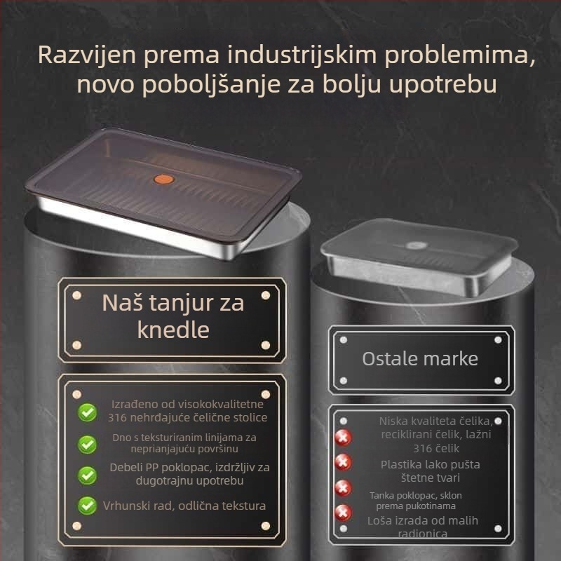 Kutija za knedle od nehrđajućeg čelika 316 s poklopcem, višenamjenska za hladnjak/zamrzivač, debelo brtvljenje