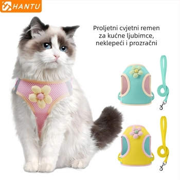 Mačji prsni kaiš s reflektirajućim trakama - poliester, marka Hantu, za mačke