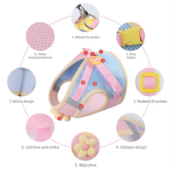Mačji prsni kaiš s reflektirajućim trakama - poliester, marka Hantu, za mačke