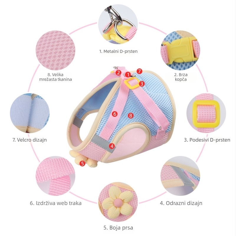 Mačji prsni kaiš s reflektirajućim trakama - poliester, marka Hantu, za mačke