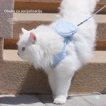 Mačji prsni pojas za šetnju — prozračna vest; materijal: presvana tkanina, cinkova zlitina, poliester-pamučna; kategorija: prsni pojas; pogodno za mačke; ne proširuje