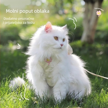 Mačji prsni pojas za šetnju — prozračna vest; materijal: presvana tkanina, cinkova zlitina, poliester-pamučna; kategorija: prsni pojas; pogodno za mačke; ne proširuje