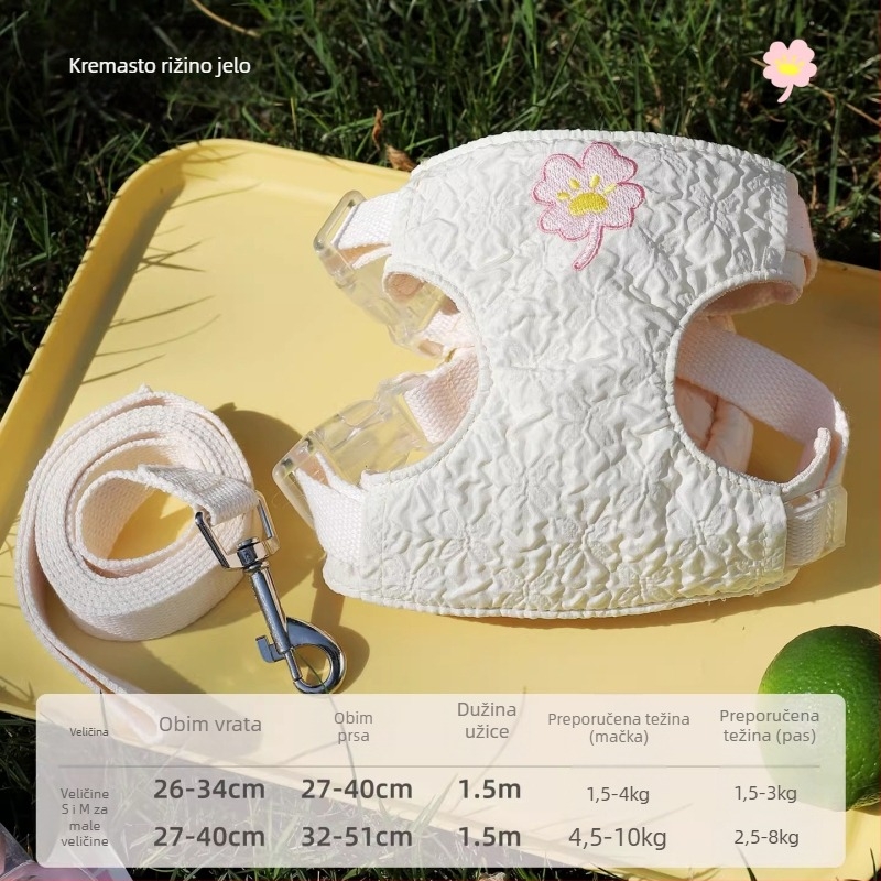 Mačji prsni pojas za šetnju — prozračna vest; materijal: presvana tkanina, cinkova zlitina, poliester-pamučna; kategorija: prsni pojas; pogodno za mačke; ne proširuje