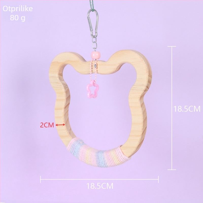 Viseća drvena ljuljačka za ptice, pamukasta užad, marka Happy Pet Paradise, pogodna za male ptice, za grickanje i igru
