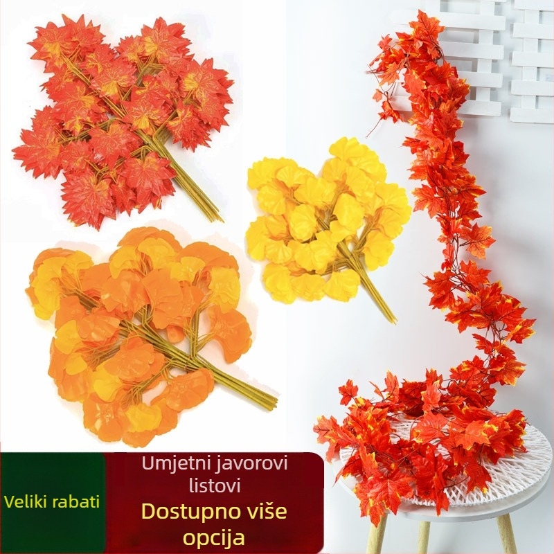 Set umjetnih listova i grančica od svilenih cvjetova, injekcijsko oblikovanje, raznolikost listova i grančica, za fotografske rekvizite i kućnu dekoraciju