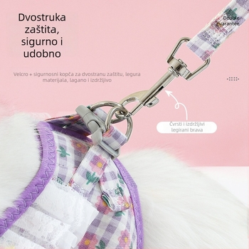 Mačji prsluk s remenom — dizajn otporan na kidanje, poliester (Materijal: Poliester; Za mačke; Marka: Pomelo Fruit)