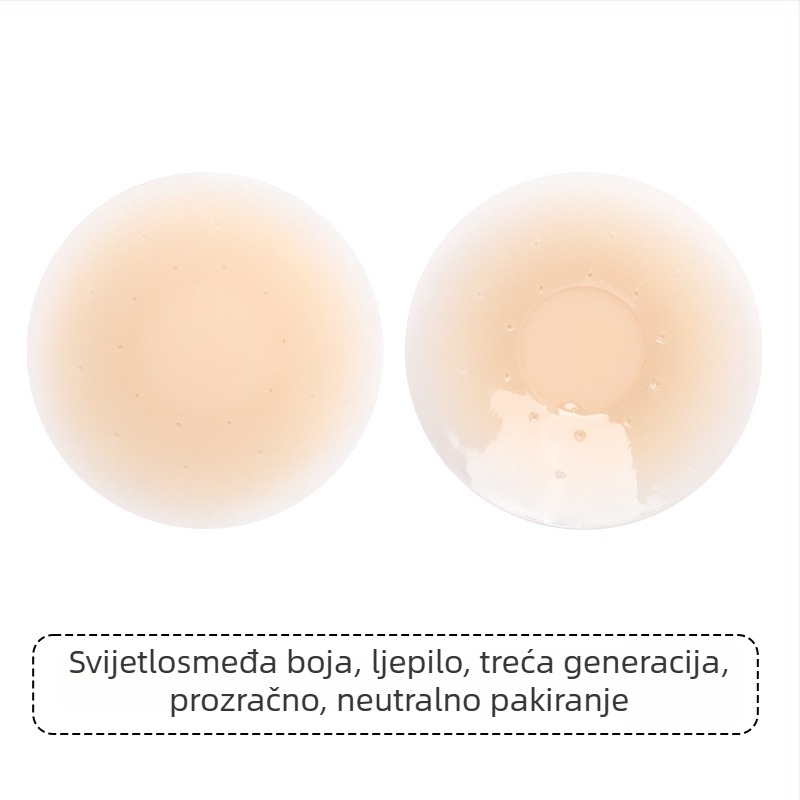 Silikonska naljepnica za grudi – bez tragova, prozračna, nevidljiva; tanka, oblik bradavice: okrugli; sjajan završetak
