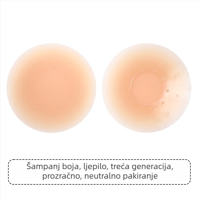 Silikonska naljepnica za grudi – bez tragova, prozračna, nevidljiva; tanka, oblik bradavice: okrugli; sjajan završetak